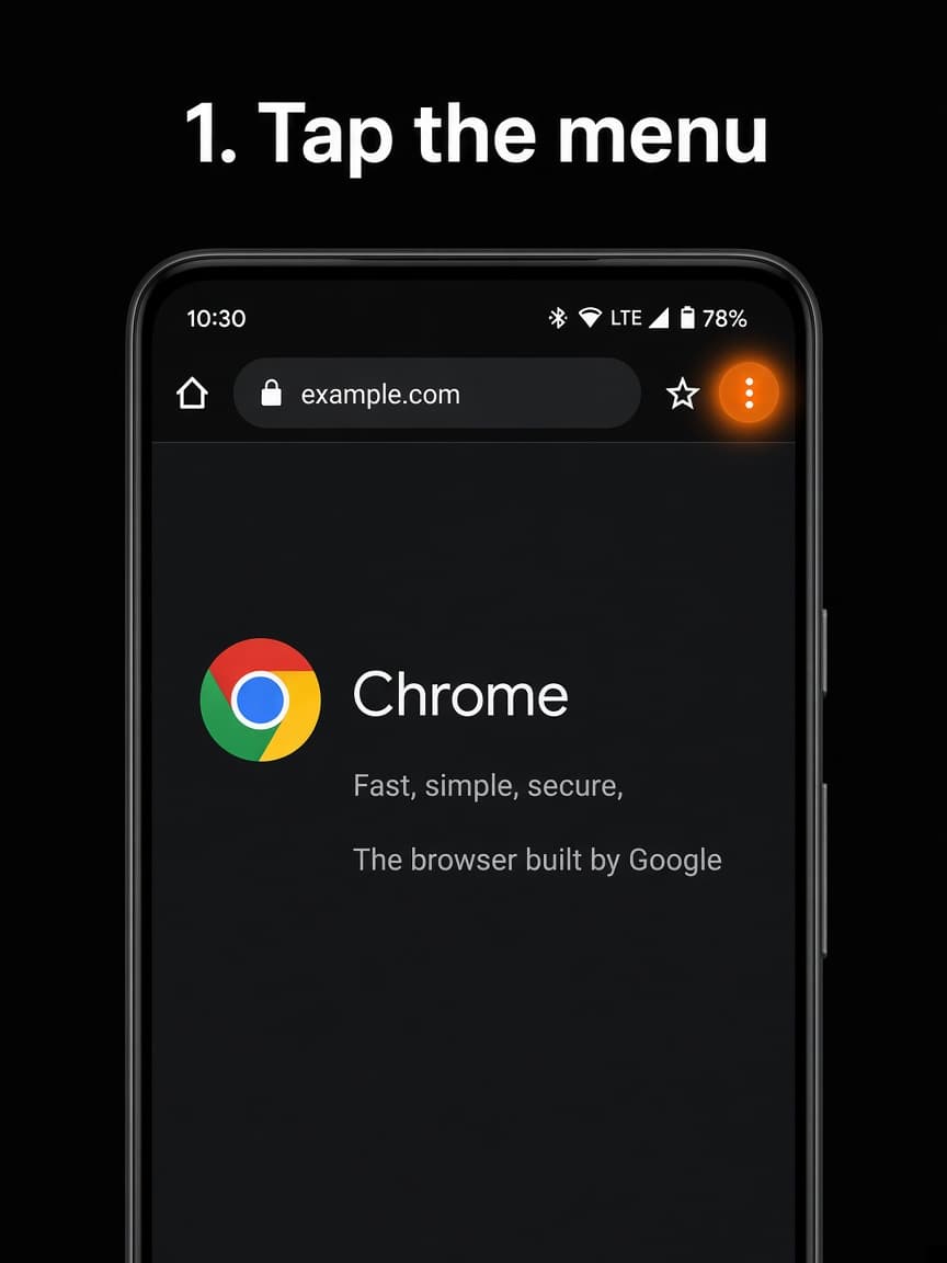 Chrome browser with the three-dot menu highlighted